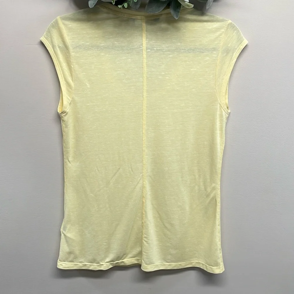 The North Face V-Neck Slub Cap Sleeve Tee Yellow M - Picture 2 of 12